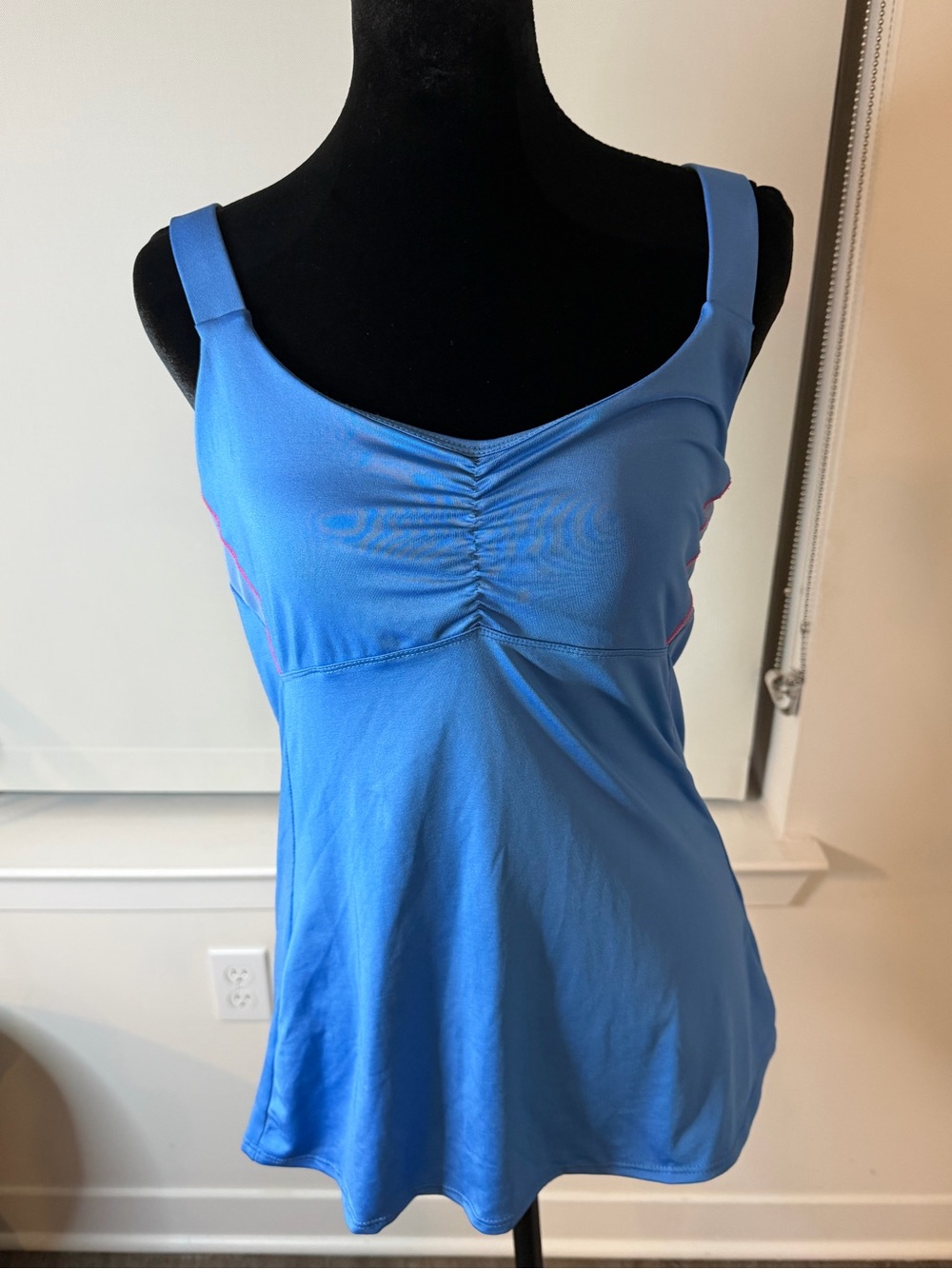 Lucky in Love Blue Tennis Tank Top Strappy Back Size M